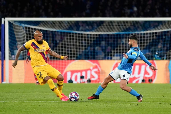 Arturo Vidal Barcellona Lorenzo Insigne Napoli Durante Napoli Barcelona Campeonato — Fotografia de Stock