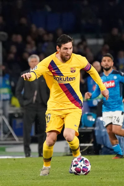 Lionel Messi Durante Napoli Barcelona Campeonato Liga Campeones Fútbol Masculino — Foto de Stock