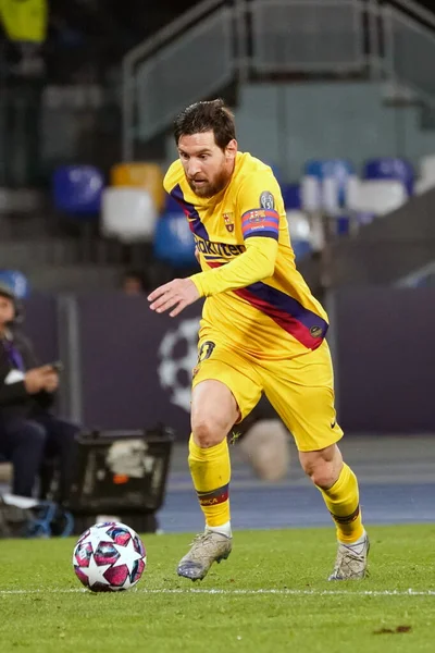 Lionel Messi Lors Napoli Barcelone Championnat Masculin Ligue Des Champions — Photo