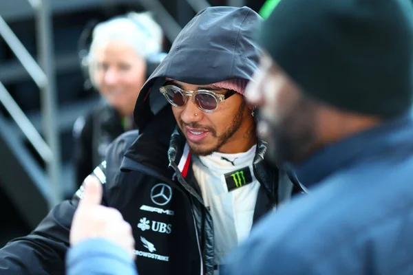 Hamilton Podczas Testów Przedsezonowych Mistrzostwa Formuły Barcellona Hiszpania Lutego 2020 — Zdjęcie stockowe