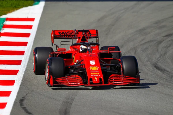 Vettel Durante Testes Pré Temporada 2020 Campeonato Fórmula Barcellona Espanha — Fotografia de Stock