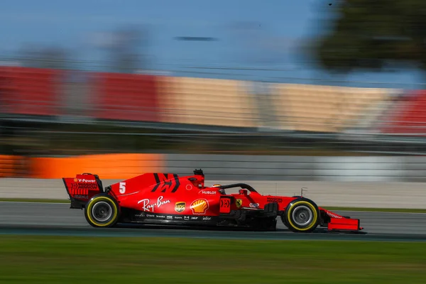 Vettel Durante Testes Pré Temporada 2020 Campeonato Fórmula Barcellona Espanha — Fotografia de Stock