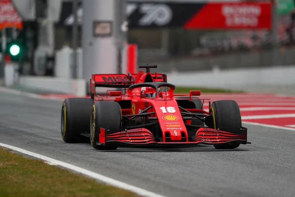 Leclerc Durante Fórmula Teste Pré Temporada 2020 Campeonato Fórmula Barcelona — Fotografia de Stock