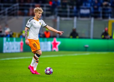 Daniel Wass Valencia Cf Şampiyonlar Ligi 2019 / 20 karşılaşmasında Atalanta Bc ile Valencia Cf arasında 19 Şubat 2020 'de Milano' daki San Siro Stadyumu 'nda oynanan maçta - Fotoğraf Fabrizio Carabelli / Lm