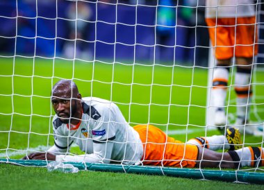 Eliaquim Mangala Valencia Cf Şampiyonlar Ligi 2019 / 20 karşılaşmasında Atalanta Bc ile Valencia Cf arasındaki San Siro Stadyumu, Milan, İtalya - Fotoğraf Fabrizio Carabelli / Lm