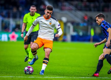 Maxi Gomez Valencia Cf Şampiyonlar Ligi 2019 / 20 karşılaşmasında Atalanta Bc ile Valencia Cf arasında 19 Şubat 2020 'de Milano' daki San Siro Stadyumu 'nda oynanan maç - Fotoğraf Fabrizio Carabelli / Lm