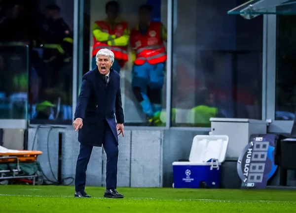 Główny Trener Atalanta Gian Piero Gasperini Podczas Meczu Ligi Mistrzów — Zdjęcie stockowe