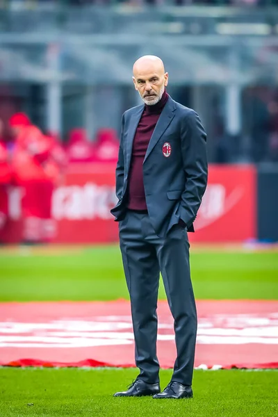 Entrenador Principal Del Milan Stefano Pioli Durante Temporada Fútbol Italiano — Foto de Stock