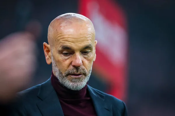 Hoofd Coach Van Milan Stefano Pioli Tijdens Italiaanse Voetbal Serie — Stockfoto