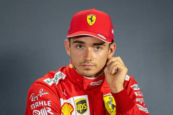 Charles Leclerc Mon Scuderia Ferrari Missie Winnow Tijdens Formule Coureurs — Stockfoto