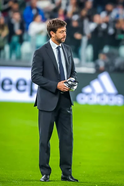 Andrea Agnelli Durante Temporada 2019 Juventus Crédito Foto Fabrizio Carabelli — Foto de Stock