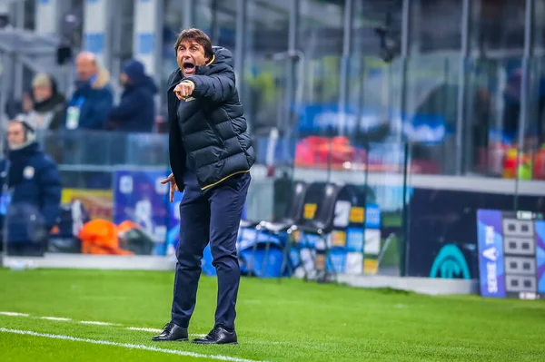 Główny Trener Internazionale Antonio Conte Podczas Włoskiej Piłki Nożnej Serie — Zdjęcie stockowe