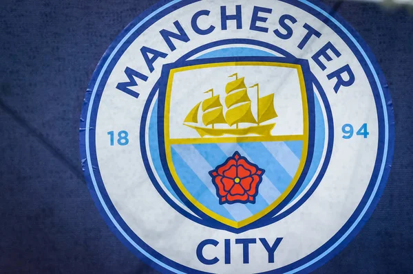 Manchester City Vlag Tijdens Voetbalseizoen 2019 Symbolische Beelden Fotocredits Fabrizio — Stockfoto