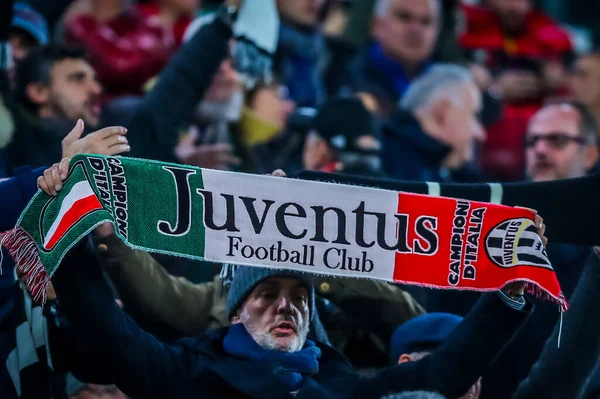 Juventus Supporters Tijdens Voetbalseizoen 2019 Symbolische Beelden Fotocredits Fabrizio Carabelli — Stockfoto