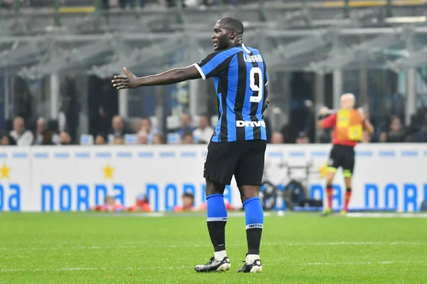 Romelu Lukaku Inter Durante Temporada Fútbol Italiano Serie 2019 Partido — Foto de Stock