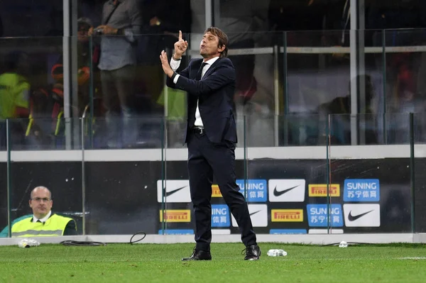 Antonio Conte Inter Podczas Internazionale Italian Soccer Serie Sezon 2019 — Zdjęcie stockowe