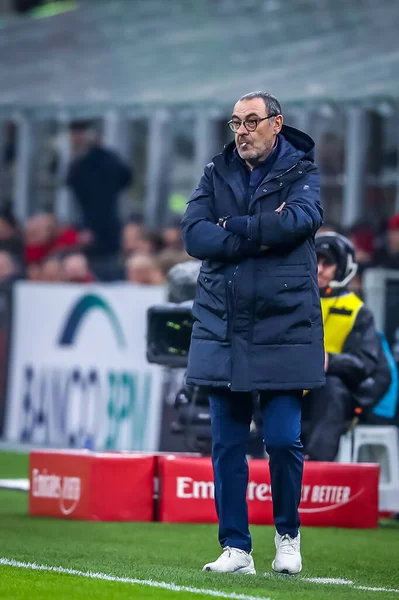 Główny Trener Juventus Maurizio Sarri Podczas Włoskiego Sezonu Piłkarskiego 2019 — Zdjęcie stockowe