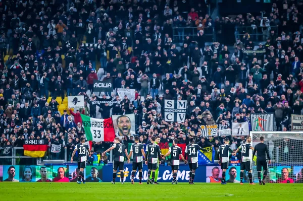 Joueurs Juventus Supporters Juventus Pendant Saison Football 2019 Images Symboliques — Photo