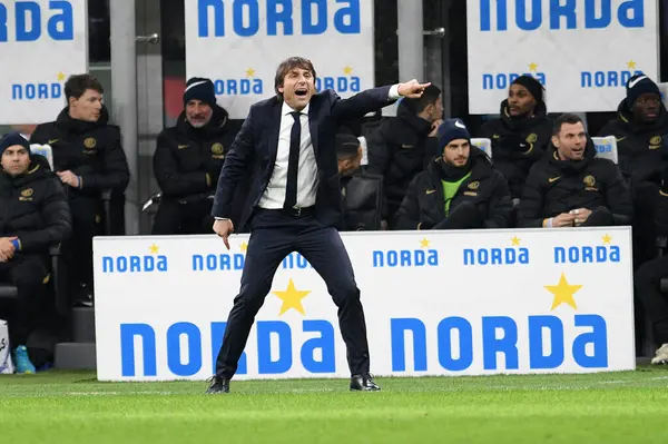 Antonio Conte Inter Durante Stagione 2019 Partita Calcio Della Serie — Foto Stock