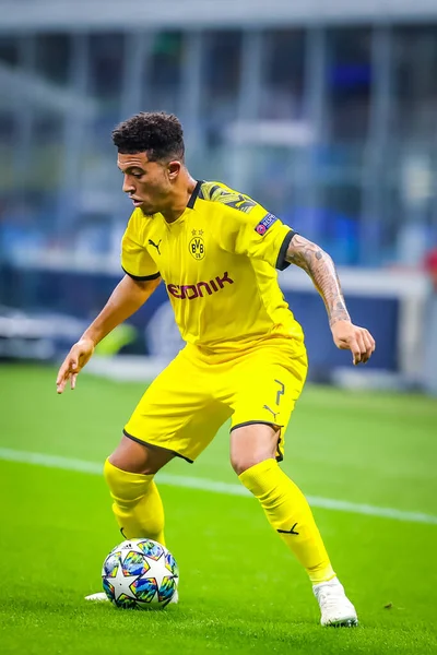 Jadon Sancho Del Borussia Dortmund Durante Champions League 2019 Photo — Foto Stock