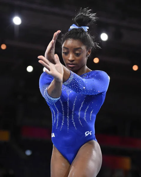 Simone Biles Usa Suelo Durante Campeonato Mundial Gimnasia Artística Gimnasia —  Fotos de Stock