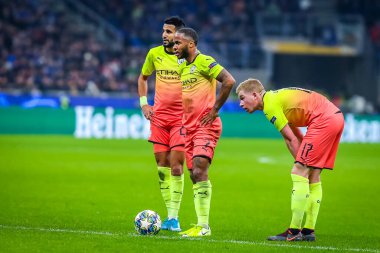 Manchester City 'den Raheem Sterling ve 2019 / 20 Şampiyonlar Ligi sezonunda Manchester City' den Kevin De Bruyne - Fotoğraf kredisi Fabrizio Carabelli / LM