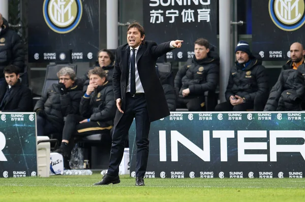 Antonio Conte Inter Durante Stagione 2019 Partita Calcio Della Serie — Foto Stock