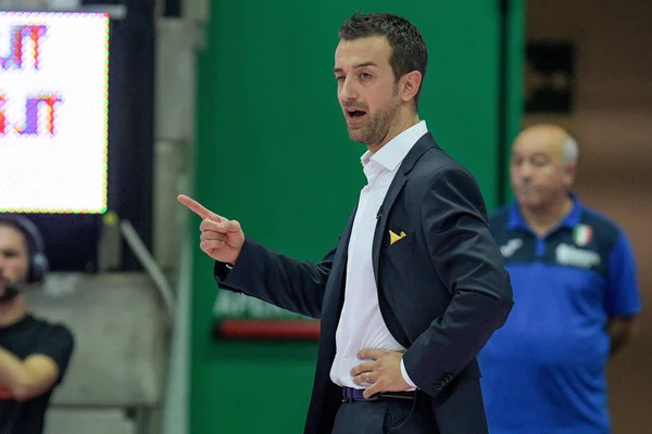 Daniele Santarelli Coach Conegliano Durante Temporada Femenina Voleibol 2019 Serie —  Fotos de Stock