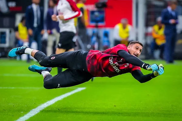 Gianluigi Donnarumma Milan Durante Temporada Futebol Italiano 2019 Milan Crédito — Fotografia de Stock