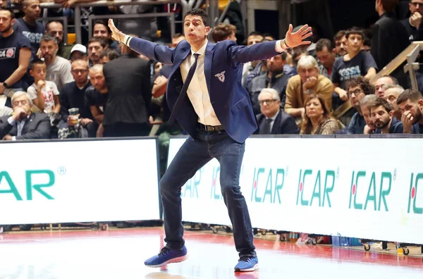 Antimo Martino Treinador Fortitudo Pompea Bologna Durante Campeonato Italiano Basquete — Fotografia de Stock