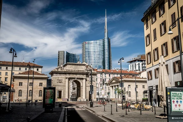 Unicredit Tower Town Milan Coronavirus Emergency Places Milan April 2020 — стоковое фото