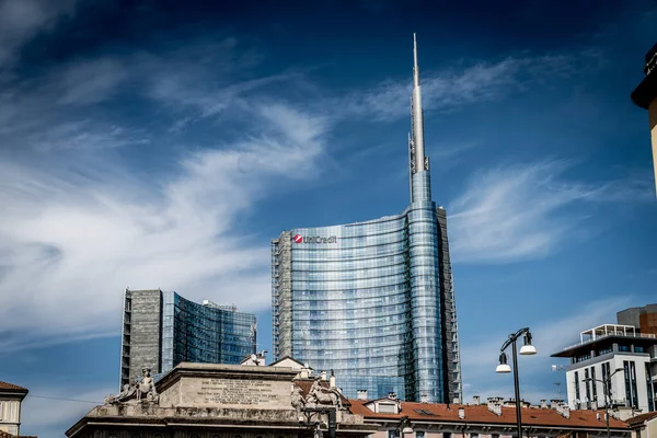 Unicredit Tower Durante Città Milano Durante Emergenza Coronavirus Luoghi Milano — Foto Stock