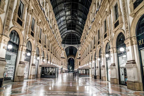 Galleria Vittorio Emanuele Время Чрезвычайного Положения Милане Места Милане Апреля — стоковое фото