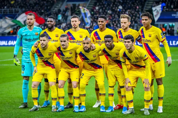 Barcelona Team Champions League Season 2019 Photo Credit Fabrizio Carabelli — Stock Photo, Image