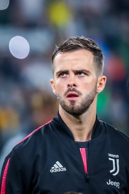 Juventus 'lu Miralem Pjaniç İtalyan futbolu serisi sırasında 2019 / 20 Juventus Fc - Fotoğraf: Fabrizio Carabelli / Lm