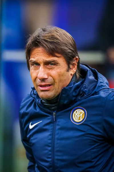 Entrenador Principal Del Internazionale Antonio Conte Durante Temporada Fútbol Italiano — Foto de Stock