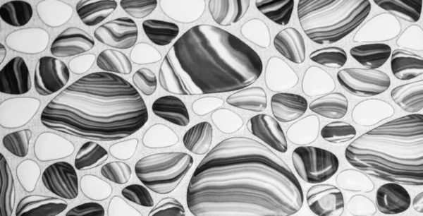 Organic Irregular Rounded Jumble Shapes. Abstract Geometric Background Design.Seamless Black and White Pattern.Stone mosaic for decoration.