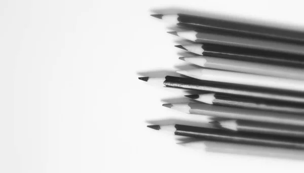 Close up group of pencils on white background with copy space for business concept. — Stock Photo, Image