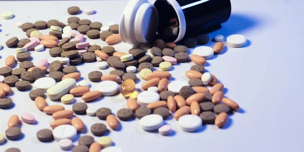 Háttér Színes Multi Vitamin Tabletták Tabletták Kapszulák — Stock Fotó