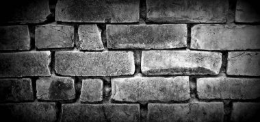 Doku Arkaplanı için Siyah ve Beyaz Tuğla Deseni. Grafiksel Tasarım için Tuğla Deseni Duvar Kullanımı .