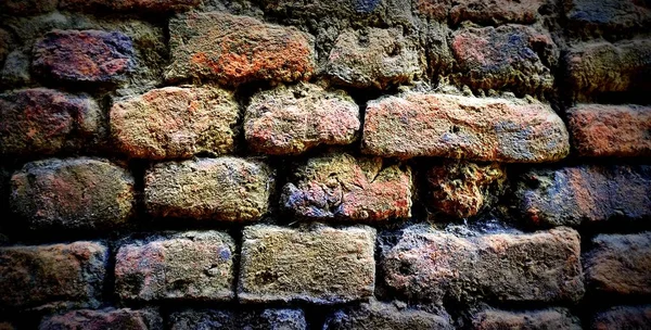 Desen Arkaplanı için Renkli Tuğla Deseni. Grafiksel Tasarım için Tuğla Deseni Duvar Kullanımı .