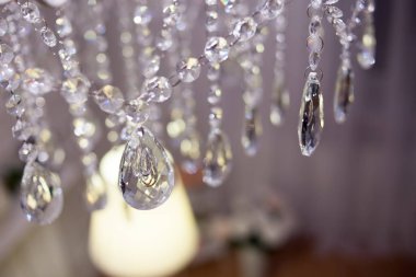 Vintage crystal chandelier details clipart