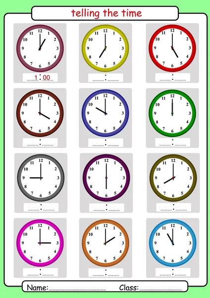 Diciendo la hora, ¿qué hora es? , — Vector de stock