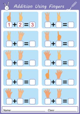 Parmaklarını, math çalışma sayfası kullanarak ekleme