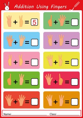 Parmaklarını, kullanarak yanı sıra çocuklar için matematik çalışma