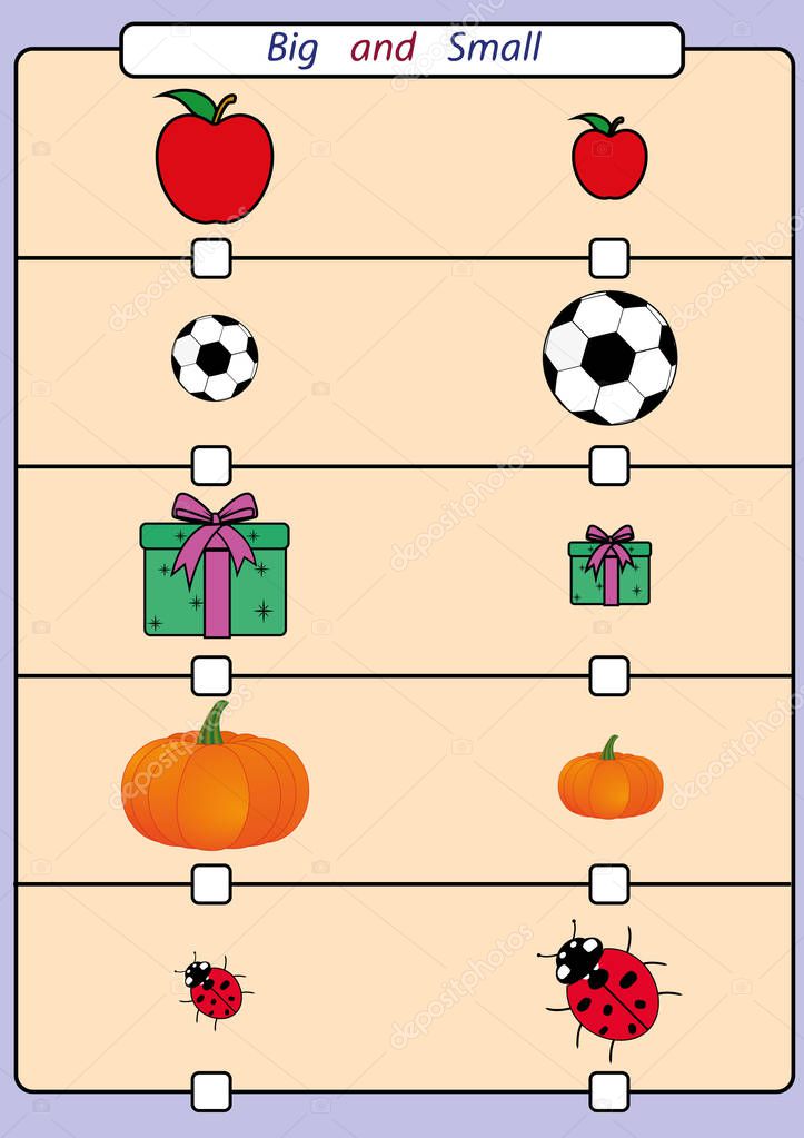 Imágenes: animadas de objetos grandes y pequeños | Encontrar grandes o