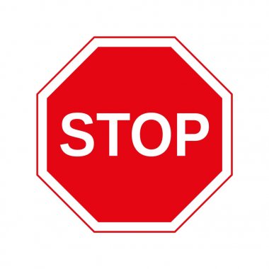 Vektör çizim trafik dur işareti grafiği üzerinde beyaz izole