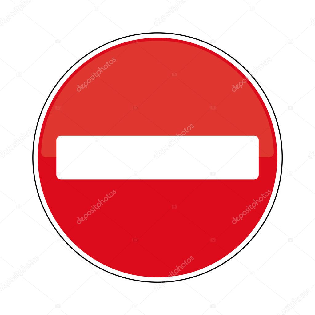 No Entry Traffic Sign, isolated on the white, illustration vector