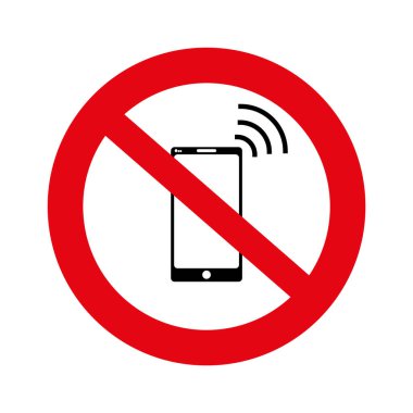 Hücre yok, cep telefonu yok banner, beyaz arka plan, illüstrasyon, vektör hiçbir telefon işareti,