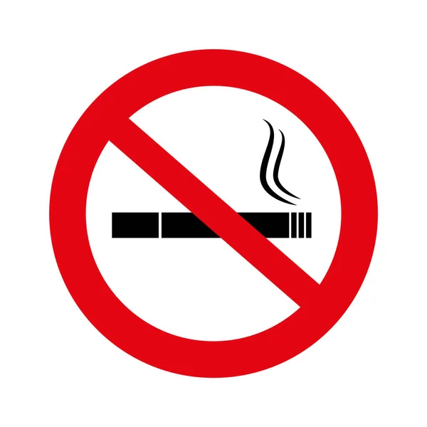 Duman yok illüstrasyon vektör, beyaz izole yok Sigara İçilmez işareti, — Stok Vektör